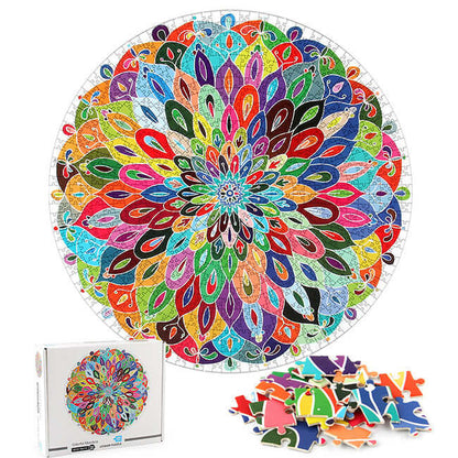 Puzzle rond en plumes de paon, 1 000 pièces | KidsToyLover