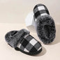 Winter Warm Plaid Plush Slippers Home Indoor Non-slip Bedroom Floor Soft Fuzzy Slipper For Couple Fashion Solid House Shoes - www.Shopthatapp.com