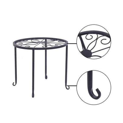 Metal Plant Stand 4 In 1 Potted Irons Planter Supports Floor Flower Pot Round Rack Display - www.Shopthatapp.com