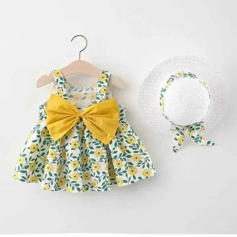 Casual Newborn Baby girl Printed Bow Princess Dress - www.Shopthatapp.com