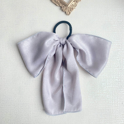 Silk satin oversized bow tie Hair Scrunchies ponytail Holder - www.Shopthatapp.com