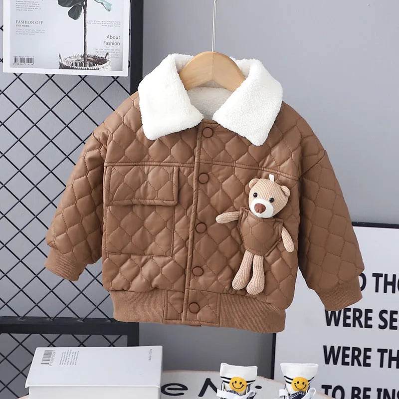 Boys' Thick Leather Coat Lapel Long-sleeved Jacket - www.Shopthatapp.com