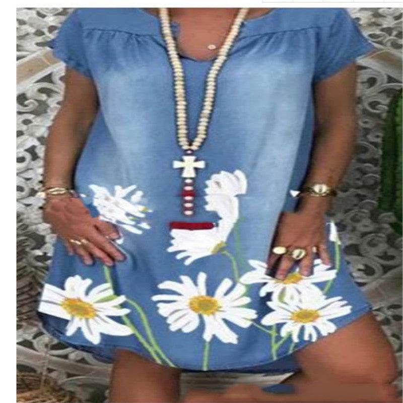Casual Denim Fashion Floral jeans dress - www.Shopthatapp.com
