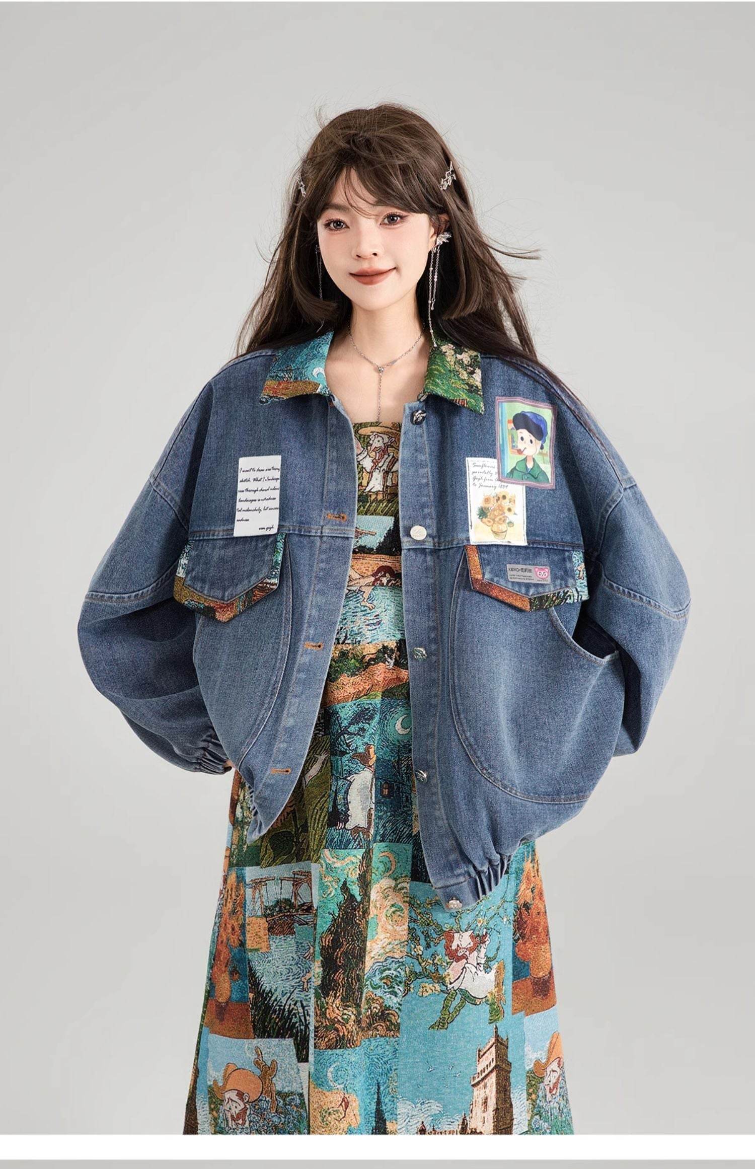 Artistic Denim Jacket For Women - www.Shopthatapp.com