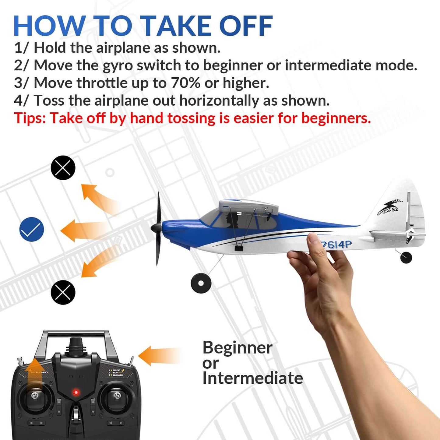 VolantexRC Sport Cub 500mm 4-Channel RC Trainer Airplane with Gyro, Easy Fly - www.Shopthatapp.com