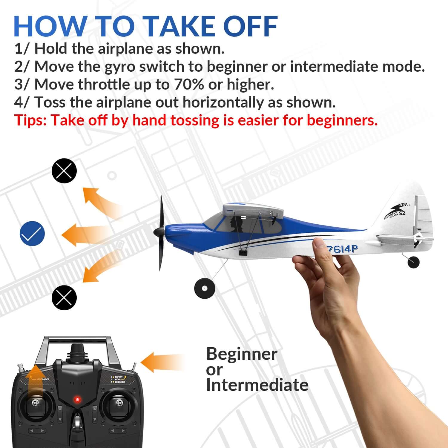 VolantexRC Sport Cub 500mm 4-Channel RC Trainer Airplane with Gyro, Easy Fly - www.Shopthatapp.com