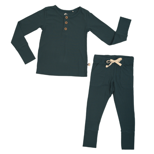 Forest Green Ribbed PJ Set - www.Shopthatapp.com
