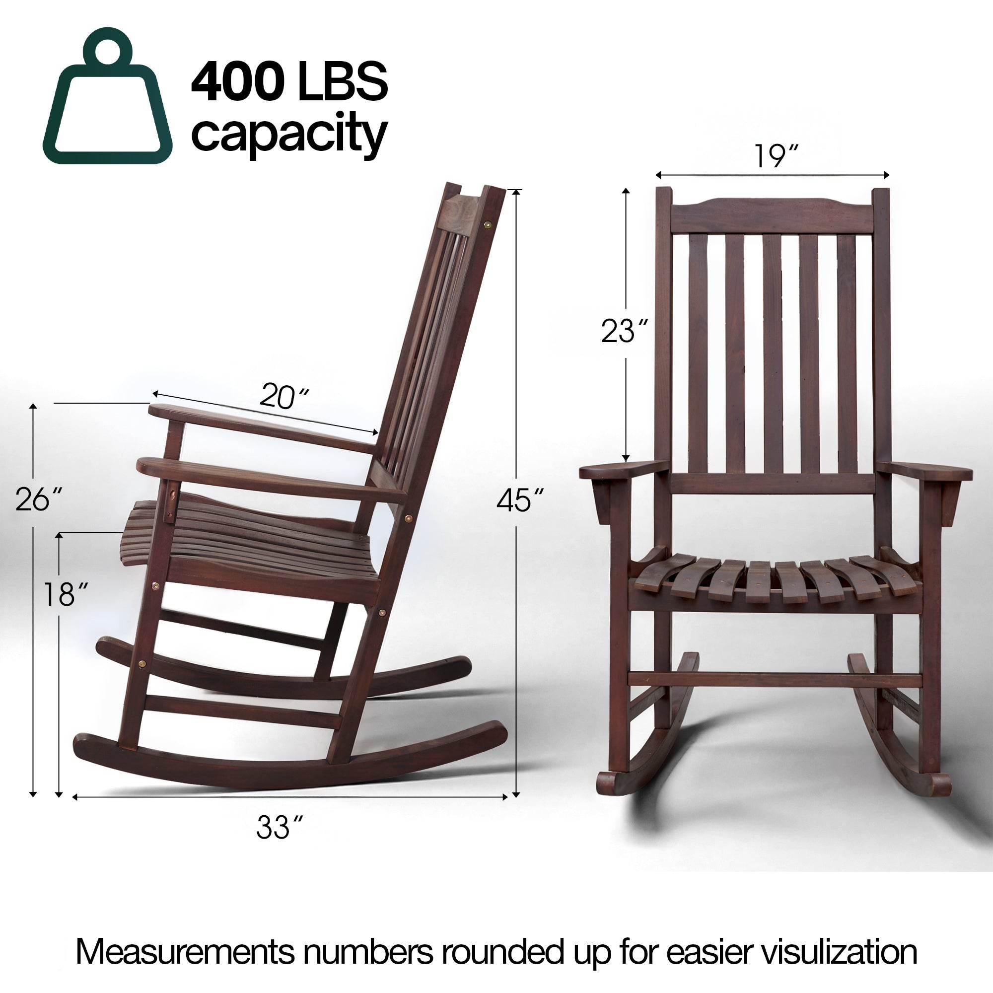 Tranquillo Oasis Wooden Rocking Chair for Patio, Porch, or Indoor Use - www.Shopthatapp.com