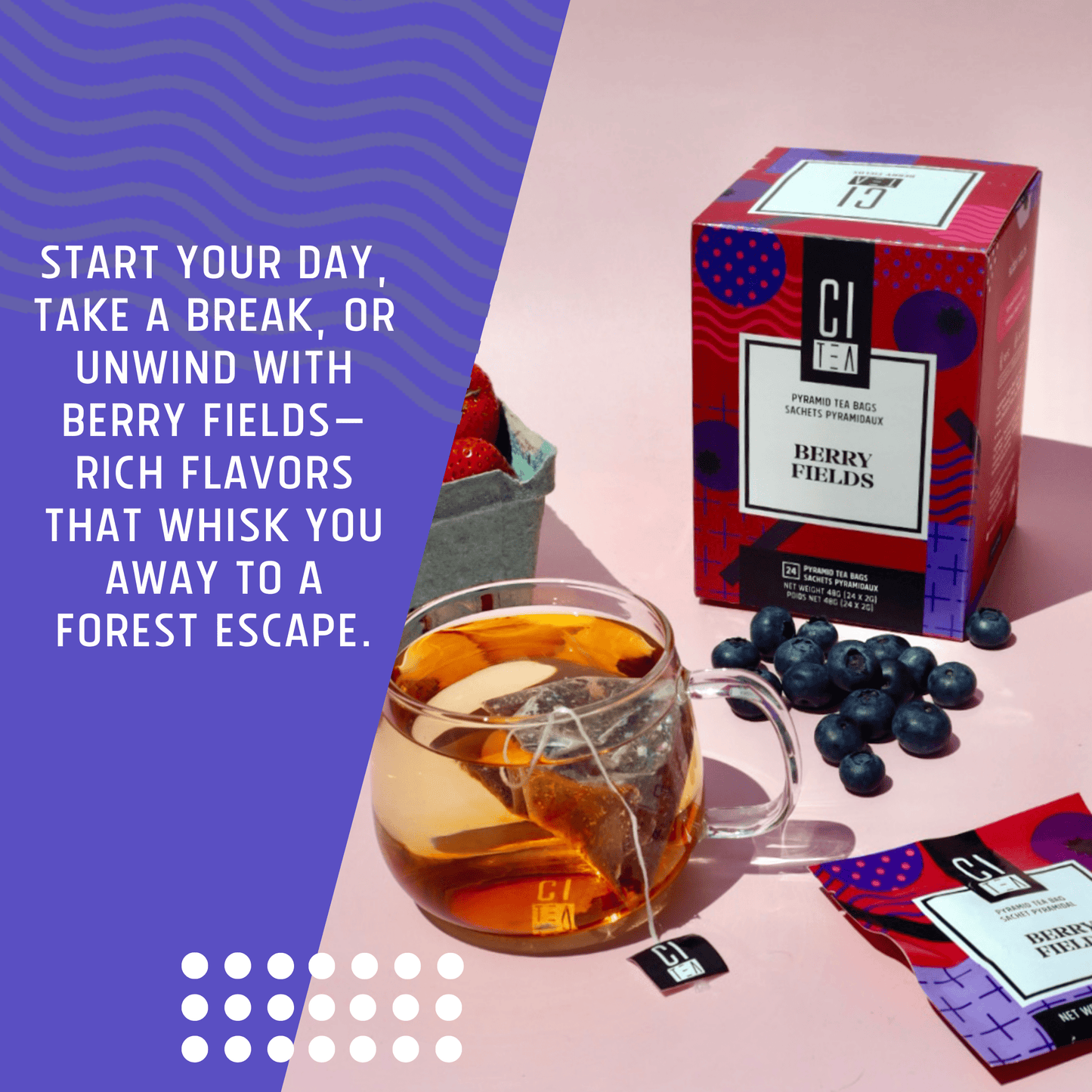 Berry Fields, Berry Tea Pyramid Tea Bags - www.Shopthatapp.com