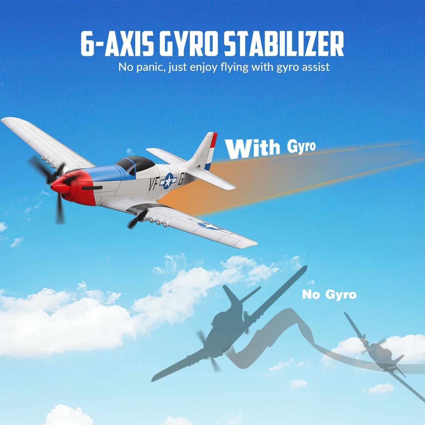 Volantex RC P51D 3CH RTF Airplane with Gyro – Beginner-Friendly RC Plane - www.Shopthatapp.com