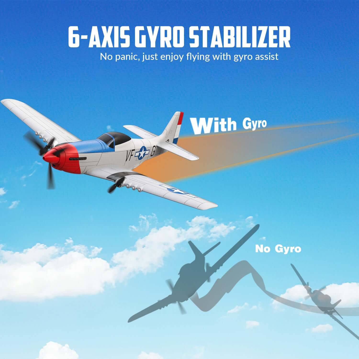 Volantex RC P51D 3CH RTF Airplane with Gyro – Beginner-Friendly RC Plane - www.Shopthatapp.com