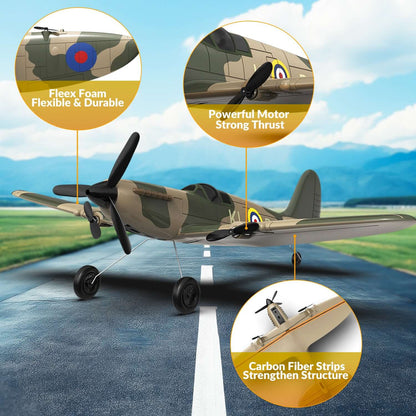 Volantex RC Spitfire 3CH RTF EPP Plane w/ Gyro 2.4Ghz, Perfect for Kids/Beginner - www.Shopthatapp.com