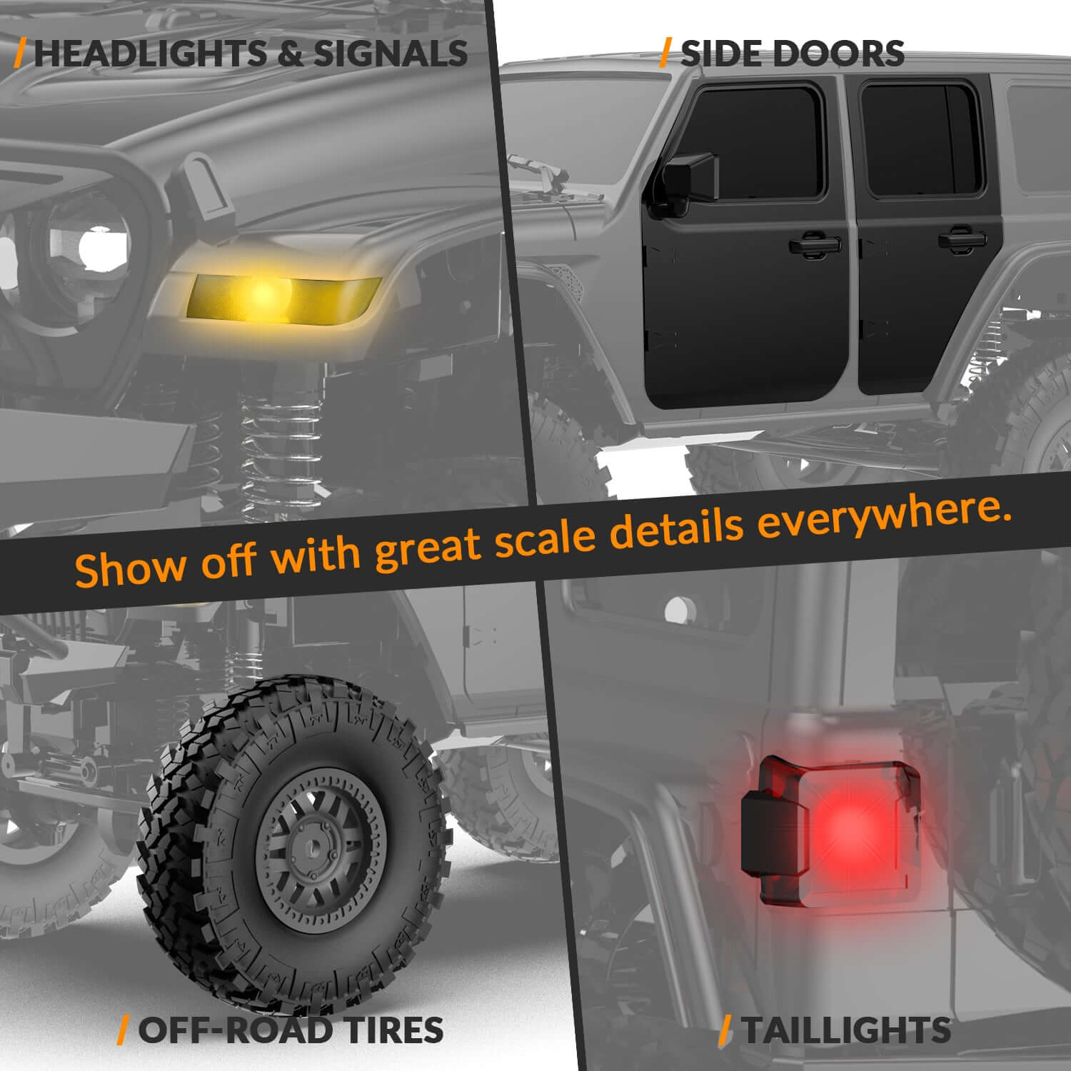 RACENT RCS24 1/24 4WD All-Terrain RC Monster Truck with LED - www.Shopthatapp.com