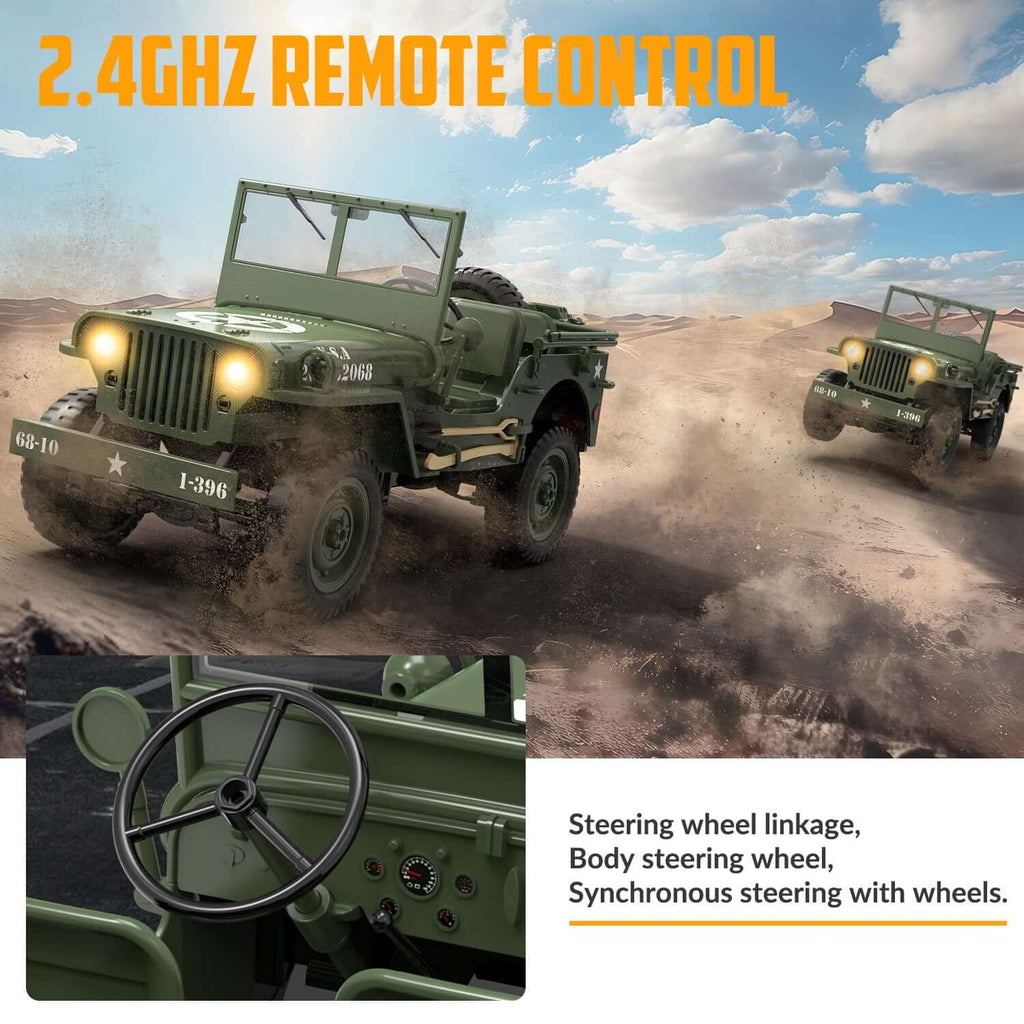 1:10 RACENT RC Crawler, 2.4G Willys Jeep, LED Lights, Upgradable Off-Road Car - www.Shopthatapp.com