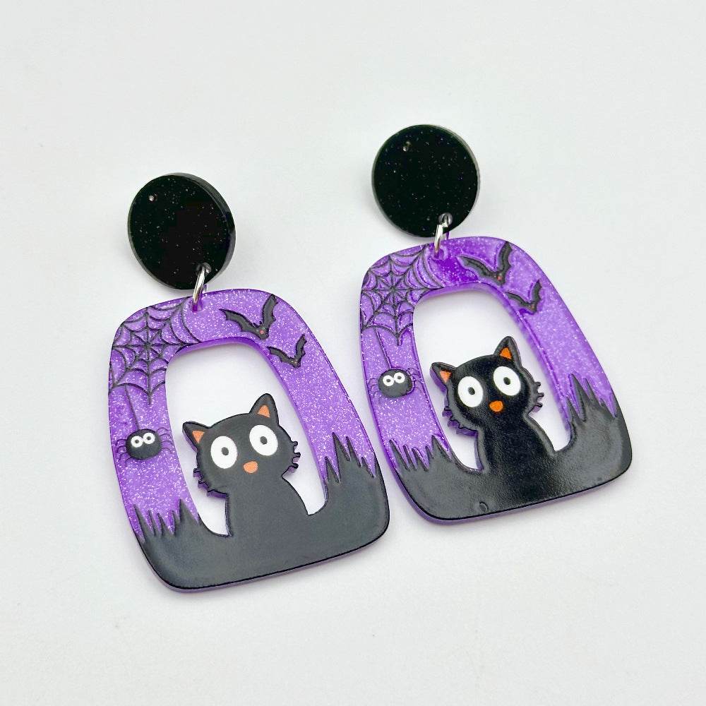 Halloween Day Ornament Colorful Ghost Eyes Funny Acrylic Earrings For Women - www.Shopthatapp.com