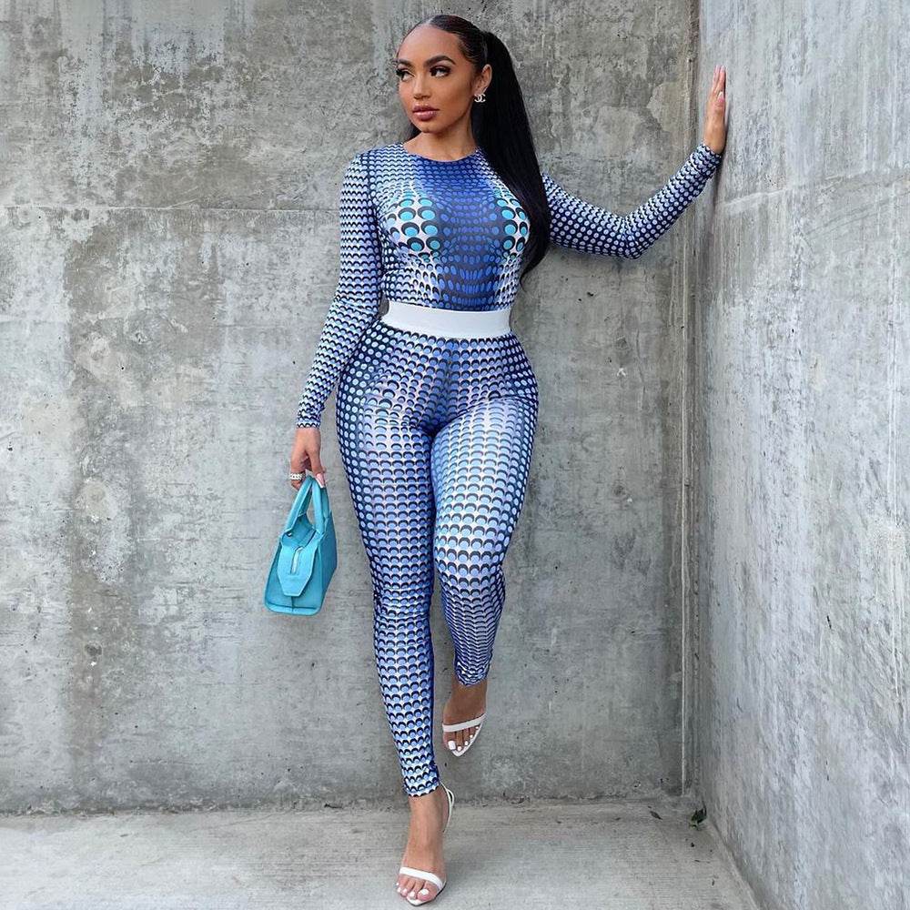 Fashion Skinny 2pcs Printed Athleisure Outfit women - www.Shopthatapp.com
