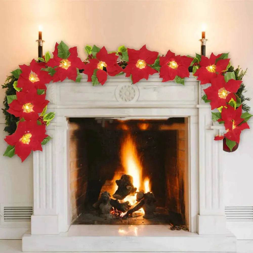 Door Frame Escalator Decoration Red Flower String Lights - www.Shopthatapp.com