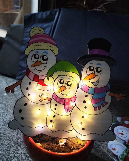 Christmas Scene Decoration With LED Lights Christmas Snowman Ornaments - www.Shopthatapp.com
