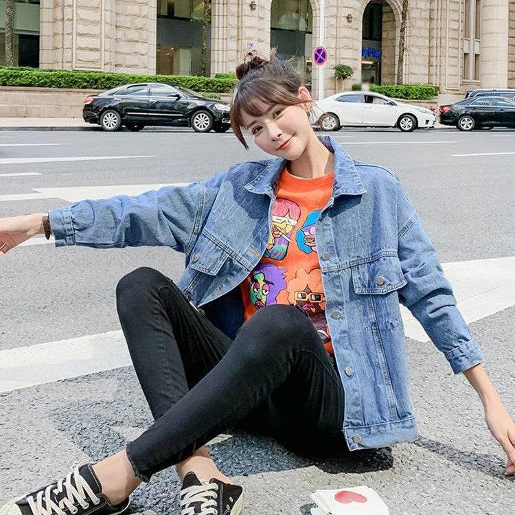 All-match Korean Style Loose Embroidered Denim Jacket Women - www.Shopthatapp.com