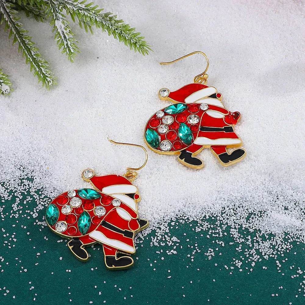 Personalized Cute Santa Claus Earrings With Colorful Rhinestones Ins Fashion Christmas Earrings For Women Jewelry - www.Shopthatapp.com