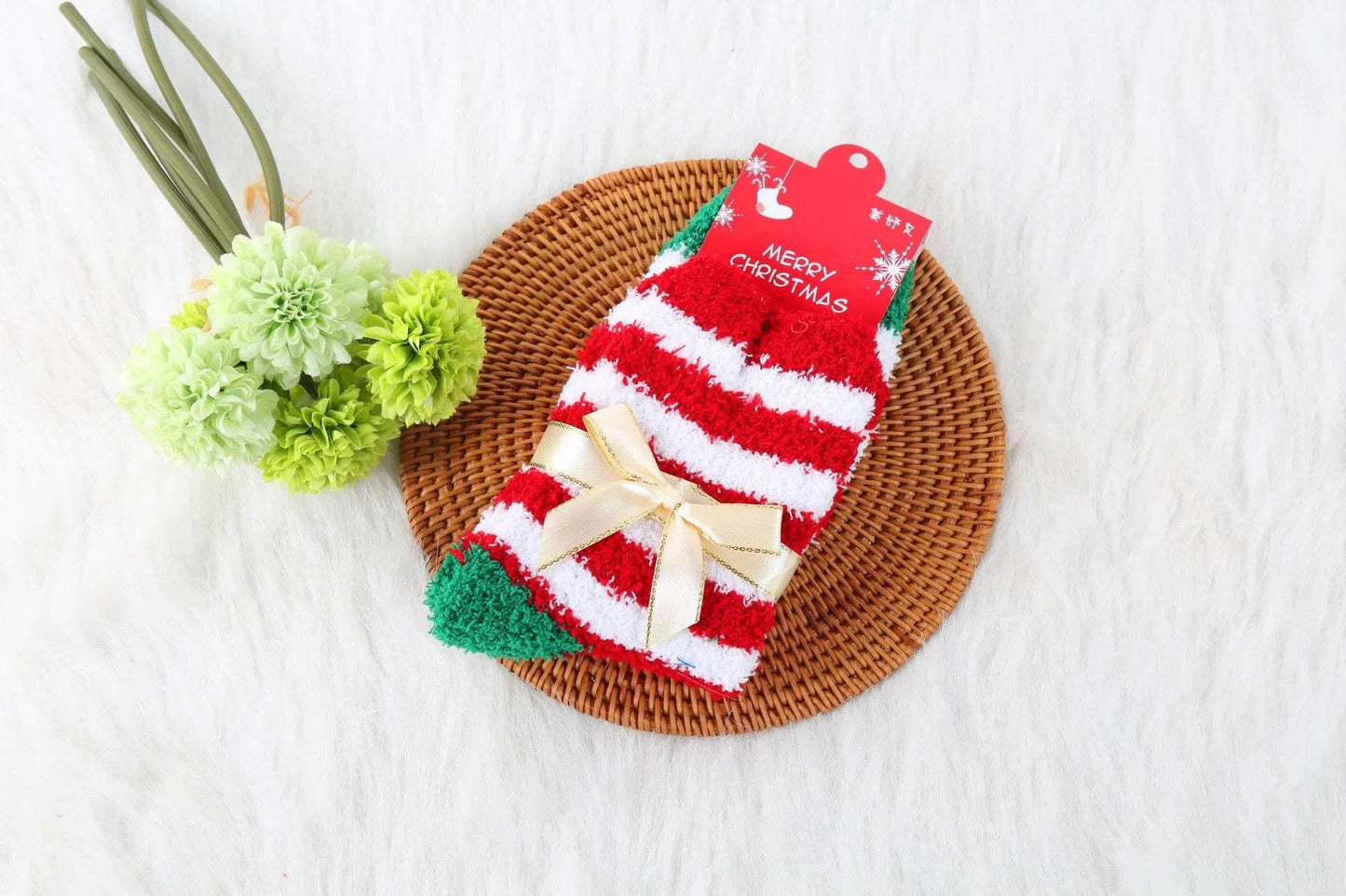 Winter Christmas Stockings Women's Thickened Bow Long Tube Fleece-lined - www.Shopthatapp.com