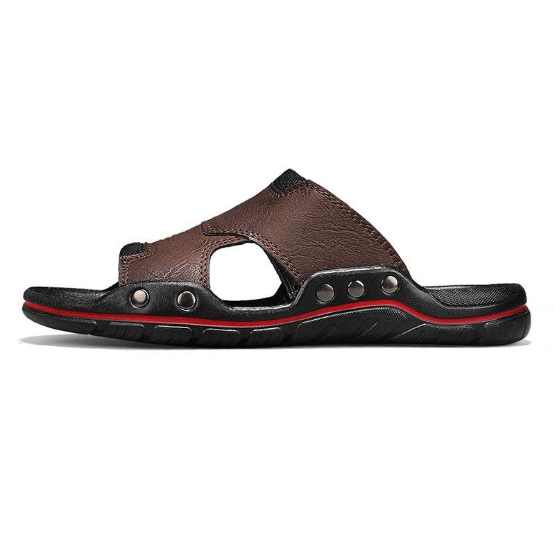 Non-slip Deodorant Men's Sandals Genuine Leather Outdoor Flip Flops - www.Shopthatapp.com