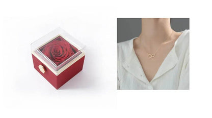Fashion Acrylic Rotating  Valentine  Rose Jewelry gift  Box - www.Shopthatapp.com