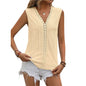 Summer Sleeveless Lace Blouse Tops Women V-neck top - www.Shopthatapp.com