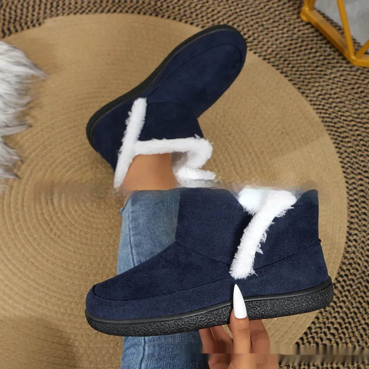 Insulated Cotton-padded Boot Shoes  Flat Bottom Solid Color Fleece Lined perfect for winter - www.Shopthatapp.com
