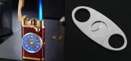 New Lighter With Electric Watch Rocker Arm Automatic Ignition Straight Blue Flame Lighter Creative Real Dial Inflatable Windproof Cigar Lighter Men's Watch Gift - www.Shopthatapp.com