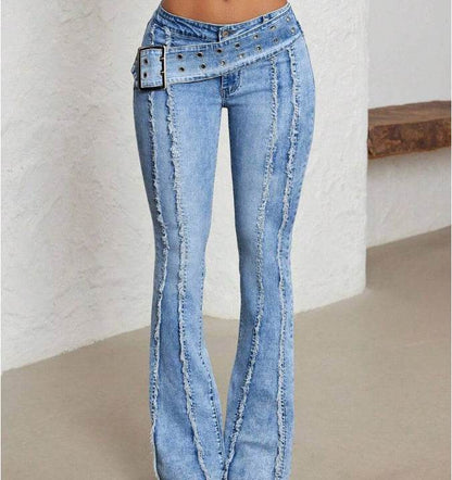 Women's Fashionable Low Waist Flared Jeans - www.Shopthatapp.com