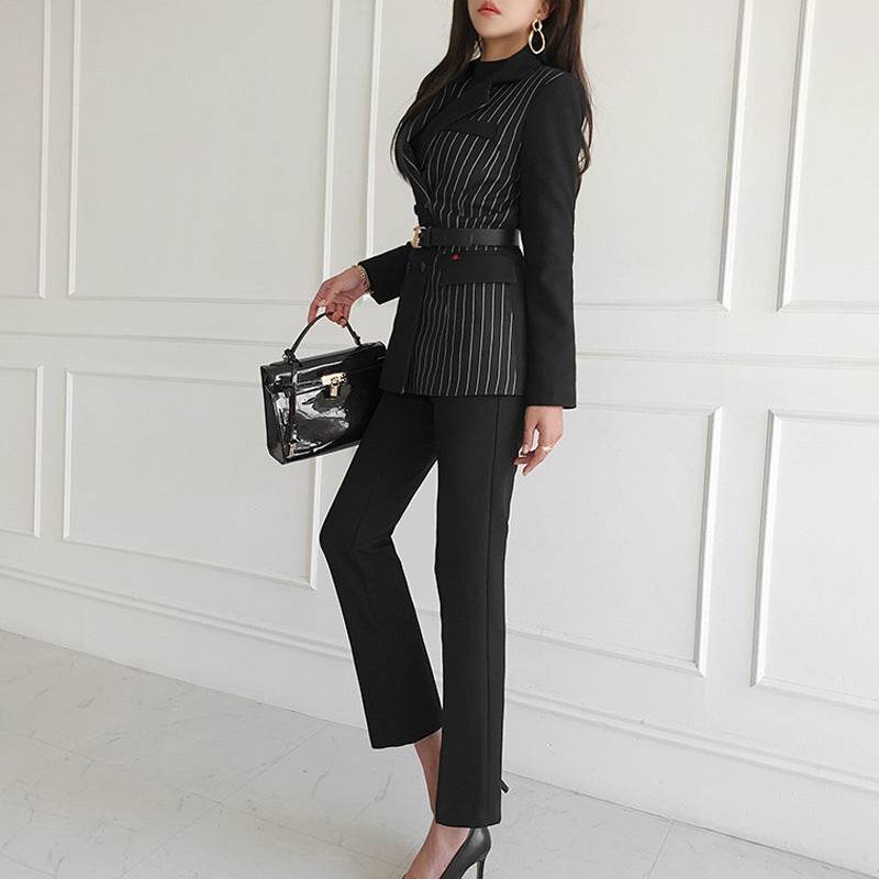 Formal Business Women Set New Striped Blazer Slim Pant suit 2pcs - www.Shopthatapp.com