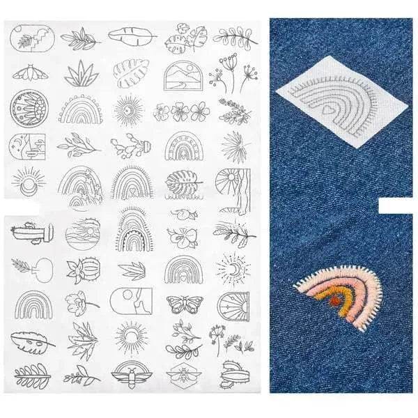 50pcs Water Soluble Stick and Stitch Embroidery Patterns stickers for Clothes - www.Shopthatapp.com
