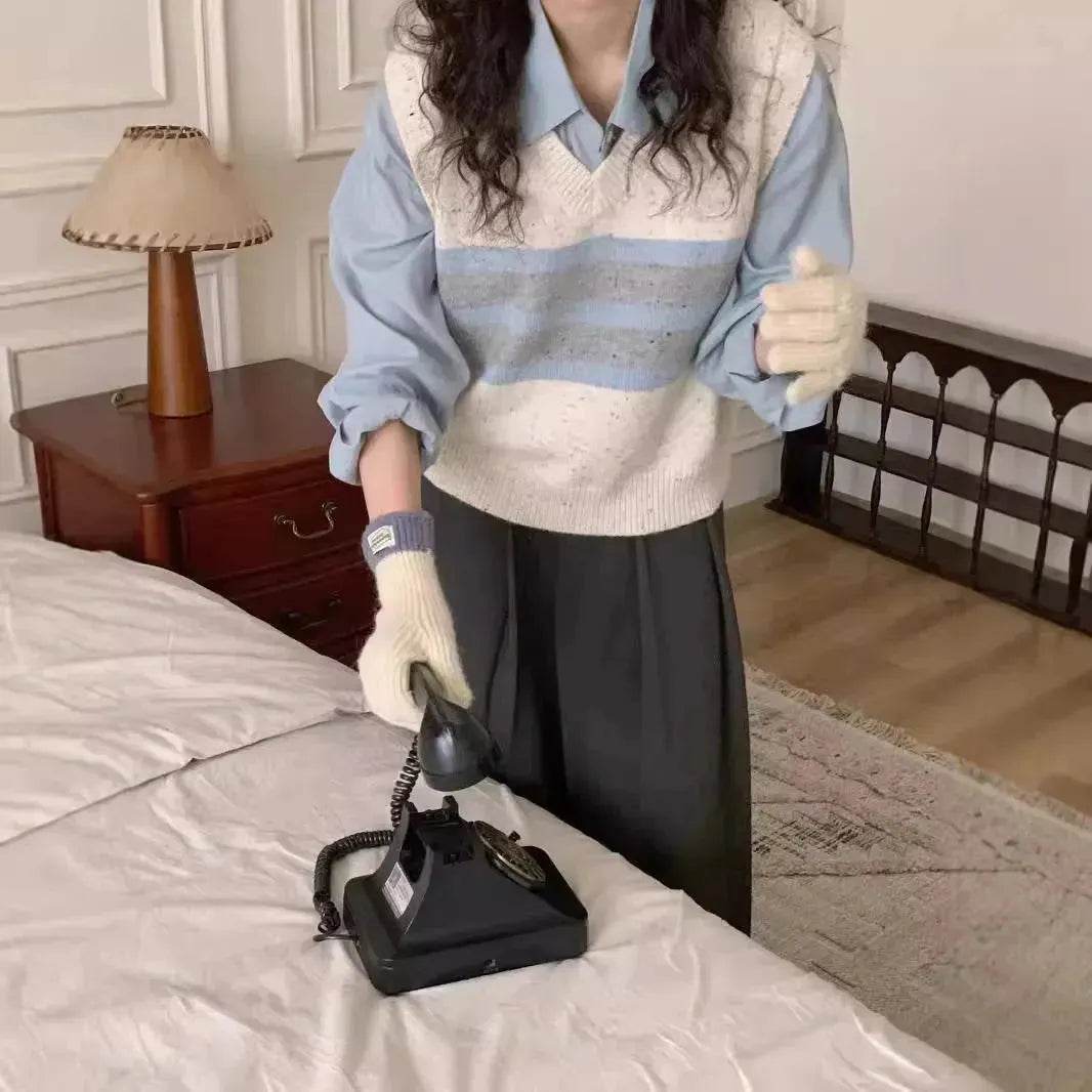 Cashmere Sleeveless V-neck Knitted Sweater Vest top for women - www.Shopthatapp.com