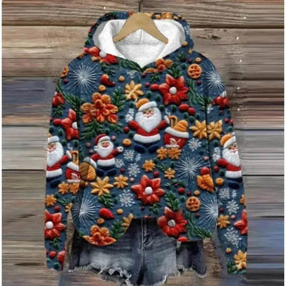 Print Christmas Holiday Casual Hoodie Sweater Pullover - www.Shopthatapp.com