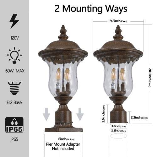 Vintage Outdoor Light Pole Lights, Waterproof Garden Patio Lights, Walkway & Driveway Lighting - One Piece No Bulb - www.Shopthatapp.com