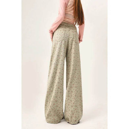 Mint Mambo Green Floral Baggy Jeans Pant For Women - www.Shopthatapp.com