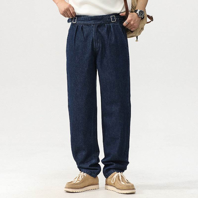 Blue Denim Straight High Waist Jeans pant For Men - www.Shopthatapp.com
