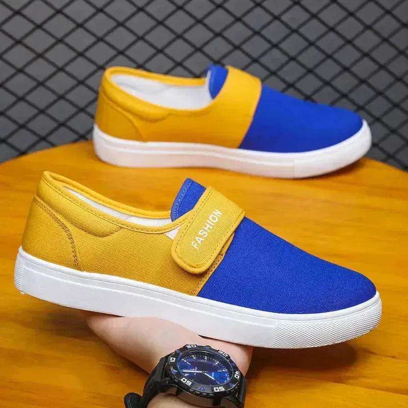 Canvas Flat Shoes Men Velcro Fashion Casual Unisex Sneakers - www.Shopthatapp.com