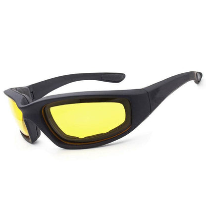 Cycling Sunglasses Chopper Outdoor Sports Glasses For Men Wrap Around UV400 Protection For Fishing Night Driving Glasses Wind Resistant Yellow Lens - www.Shopthatapp.com