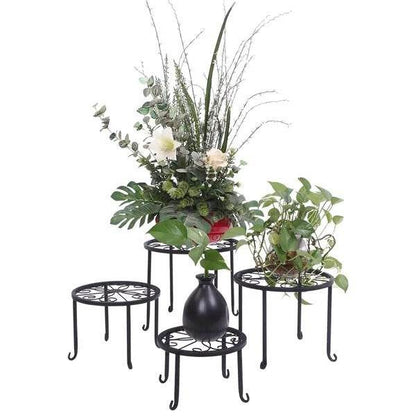 Metal Plant Stand 4 In 1 Potted Irons Planter Supports Floor Flower Pot Round Rack Display - www.Shopthatapp.com