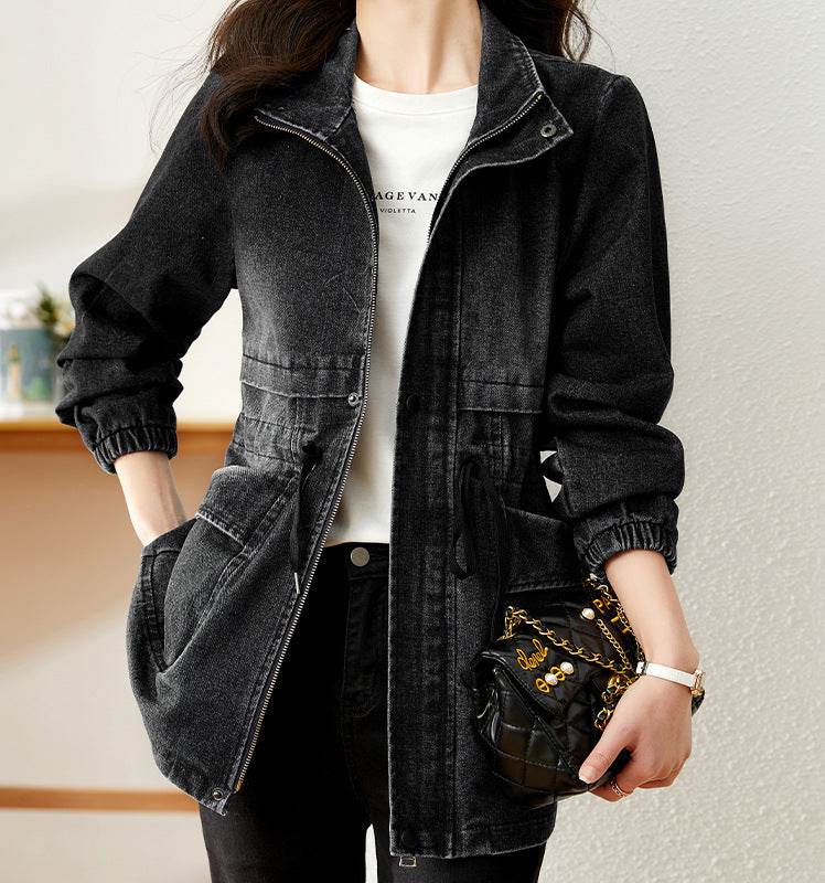 Fashion formal fitted  Zip up Denim Jacket Women - www.Shopthatapp.com