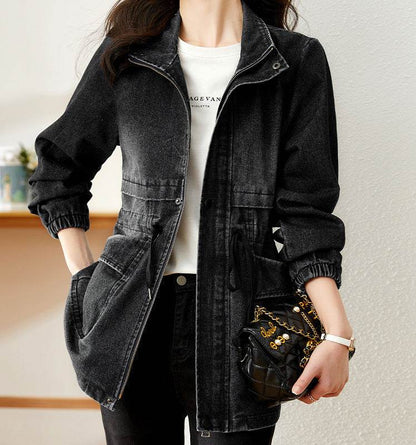 Fashion formal fitted  Zip up Denim Jacket Women - www.Shopthatapp.com