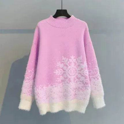 Ugly Christmas Knitted Women's Snowflake Sweater Top - www.Shopthatapp.com