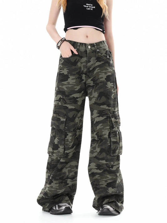 Camouflage Multi Pocket Workwear Baggy Jeans Pant For Men And Women Lazy High Street Straight Tube - www.Shopthatapp.com