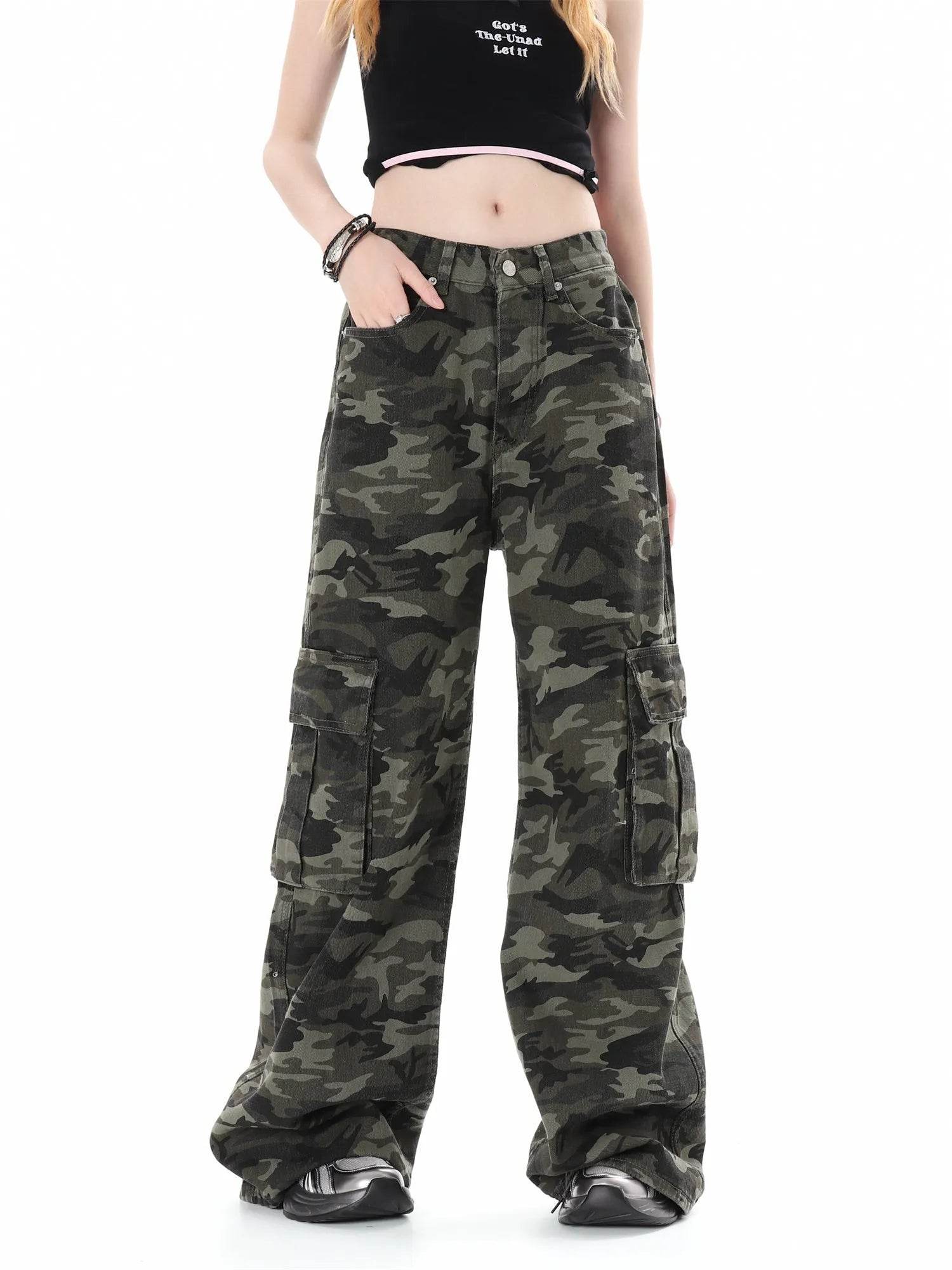 Camouflage Multi Pocket Workwear Baggy Jeans Pant For Men And Women Lazy High Street Straight Tube - www.Shopthatapp.com