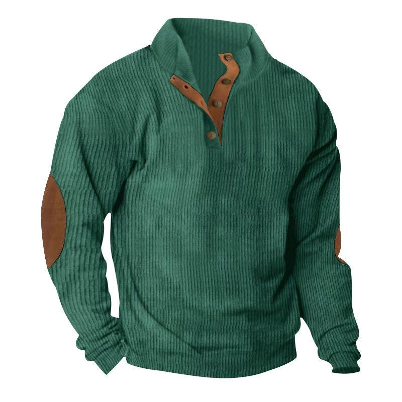 Corduroy Casual Stand Collar Long-sleeved Sweater men - www.Shopthatapp.com