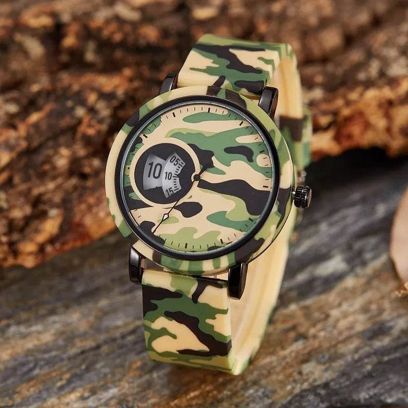 Camouflage Watch Student Sports Double Display Fashion Silicone Strap - www.Shopthatapp.com