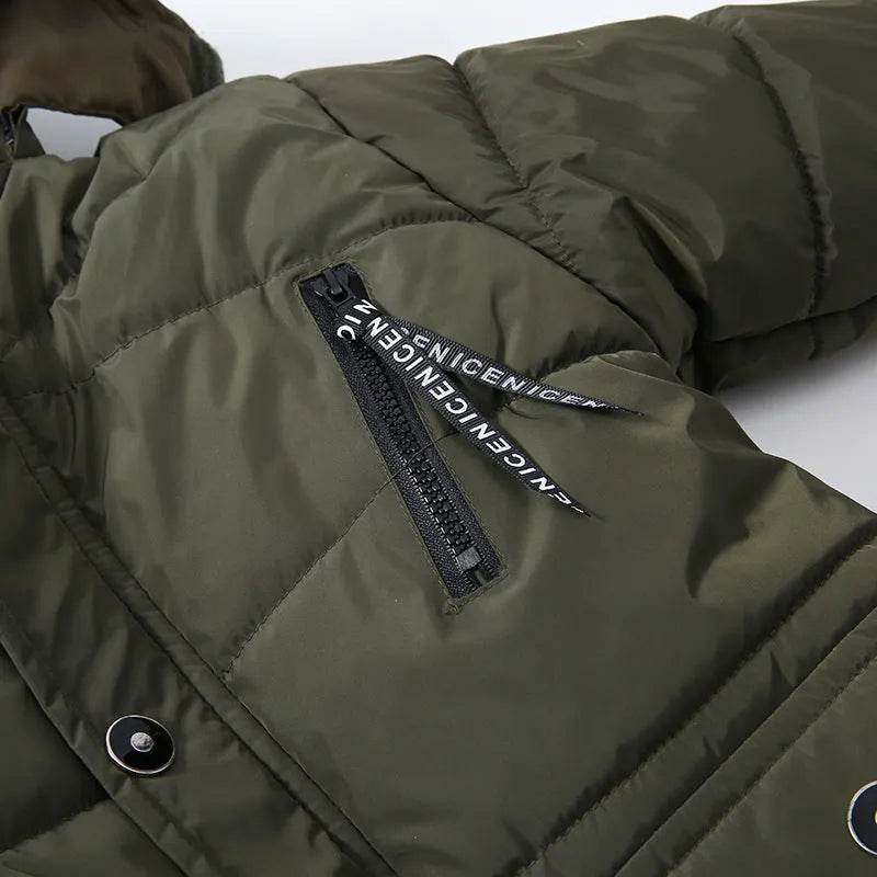 Winter Children's Trendy Cotton-padded Jacket Mid-length Letter Cotton-padded Coat - www.Shopthatapp.com
