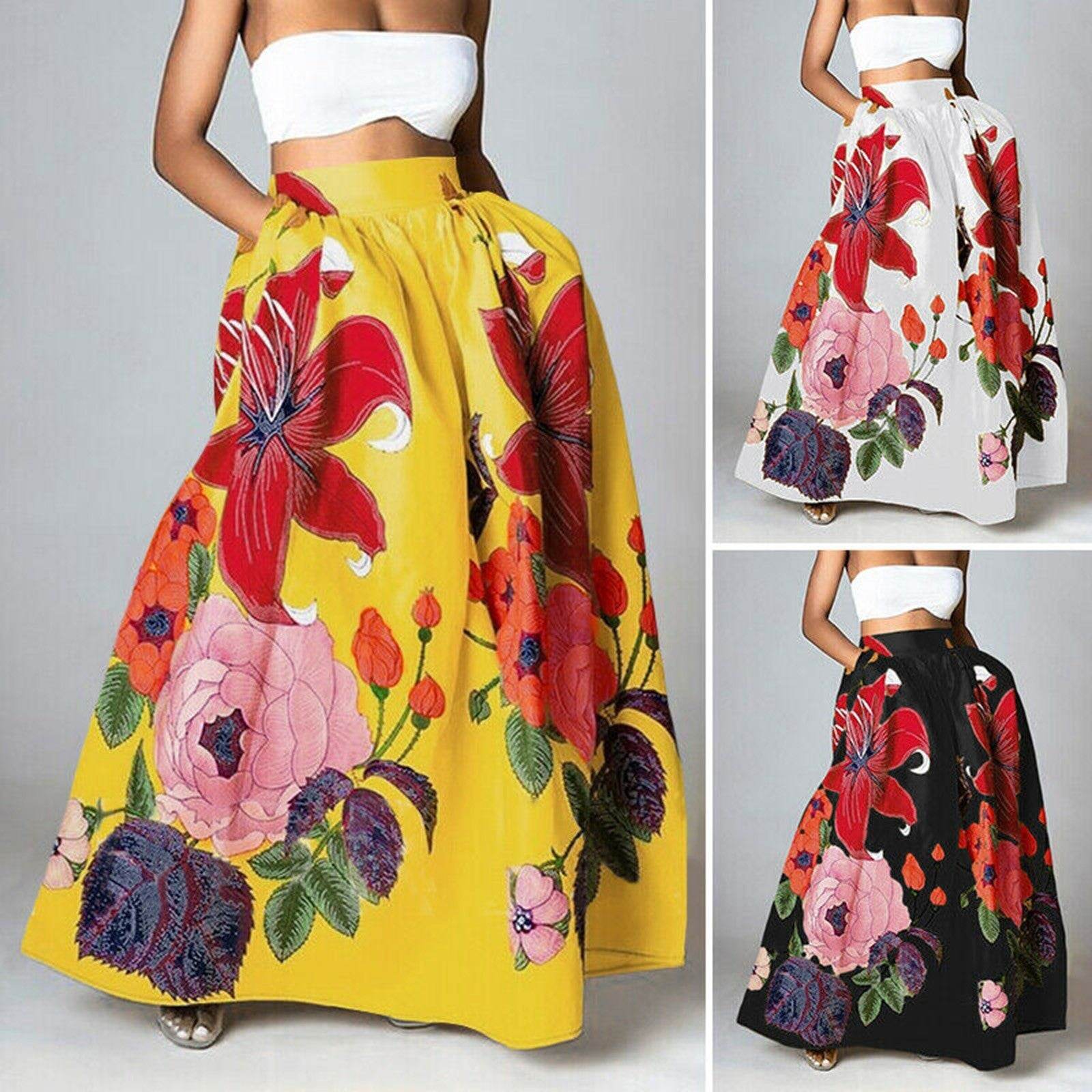 High Waist Maxi Prairie Floral Long Summer Skirt - www.Shopthatapp.com